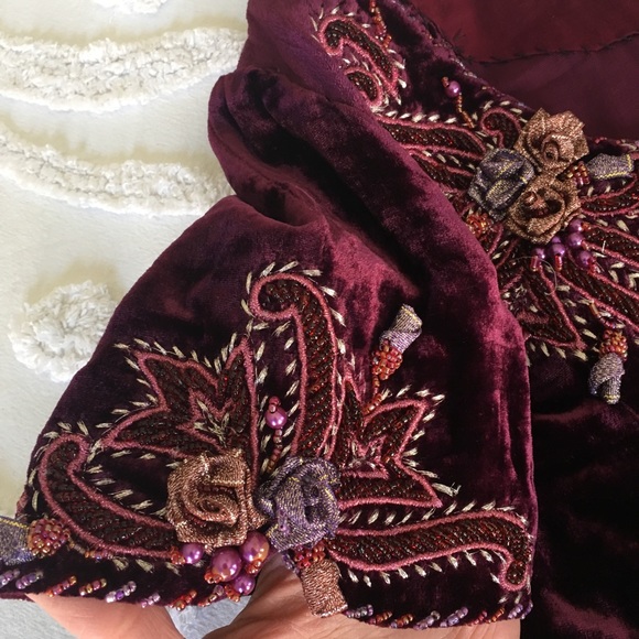 BOHO 90s handmade velvet art maxi dress NEW M - Picture 5 of 8